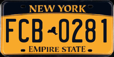 NY license plate FCB0281