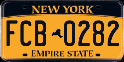 NY license plate FCB0282