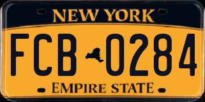 NY license plate FCB0284