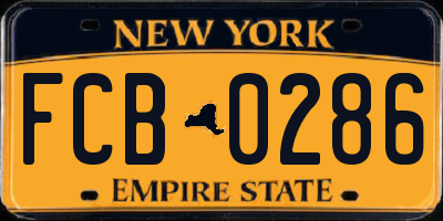 NY license plate FCB0286
