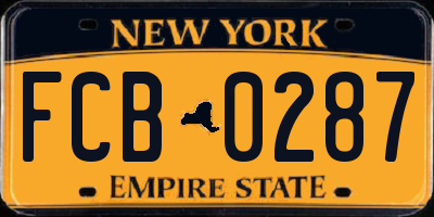 NY license plate FCB0287
