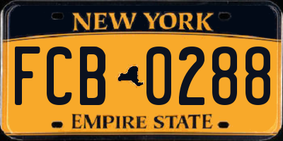 NY license plate FCB0288
