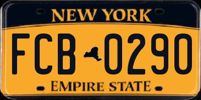 NY license plate FCB0290