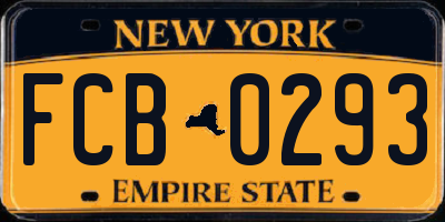 NY license plate FCB0293