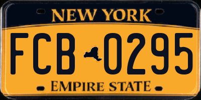 NY license plate FCB0295