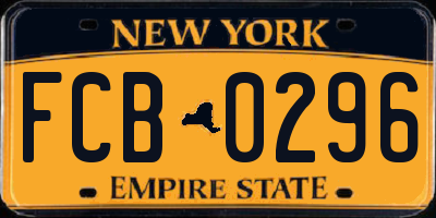 NY license plate FCB0296