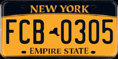 NY license plate FCB0305