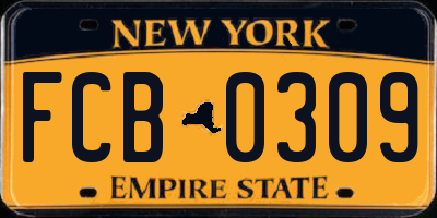 NY license plate FCB0309
