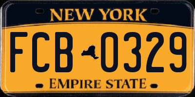 NY license plate FCB0329