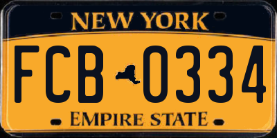NY license plate FCB0334
