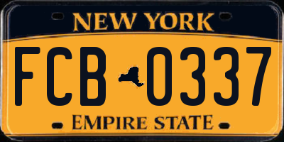 NY license plate FCB0337