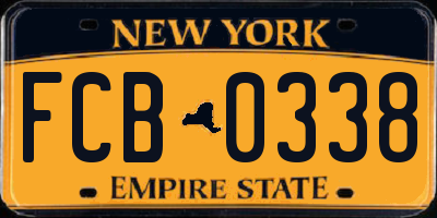 NY license plate FCB0338