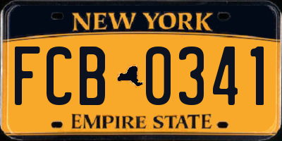 NY license plate FCB0341