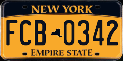 NY license plate FCB0342