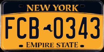 NY license plate FCB0343