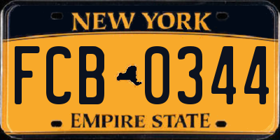 NY license plate FCB0344