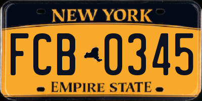 NY license plate FCB0345