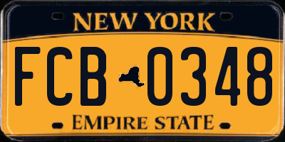 NY license plate FCB0348