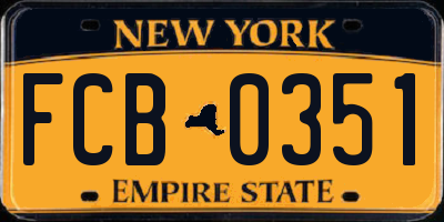 NY license plate FCB0351
