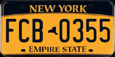 NY license plate FCB0355