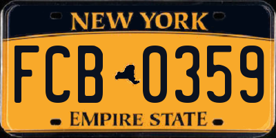 NY license plate FCB0359