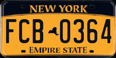 NY license plate FCB0364