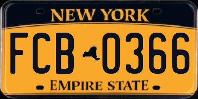 NY license plate FCB0366