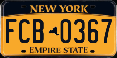 NY license plate FCB0367