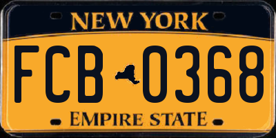 NY license plate FCB0368