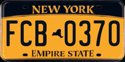 NY license plate FCB0370
