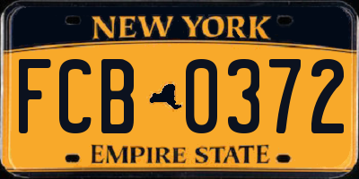 NY license plate FCB0372
