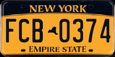 NY license plate FCB0374