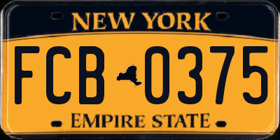 NY license plate FCB0375