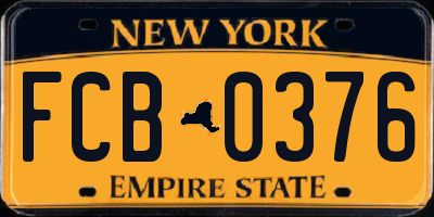 NY license plate FCB0376