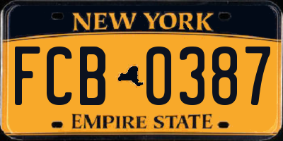 NY license plate FCB0387