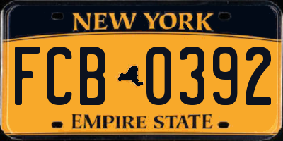 NY license plate FCB0392
