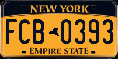 NY license plate FCB0393