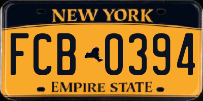 NY license plate FCB0394