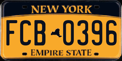 NY license plate FCB0396