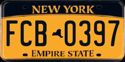 NY license plate FCB0397