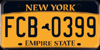 NY license plate FCB0399