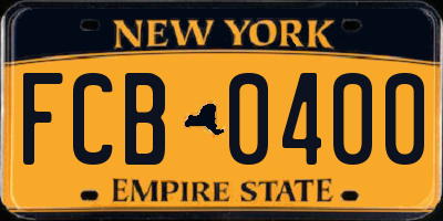 NY license plate FCB0400