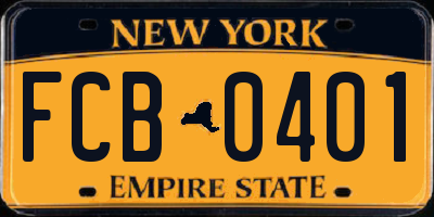 NY license plate FCB0401