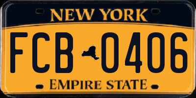 NY license plate FCB0406