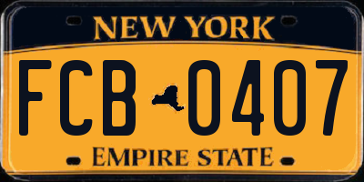 NY license plate FCB0407