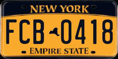 NY license plate FCB0418