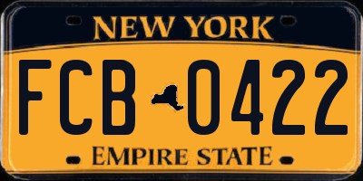 NY license plate FCB0422