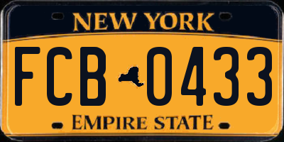 NY license plate FCB0433