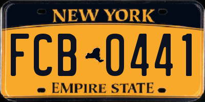 NY license plate FCB0441