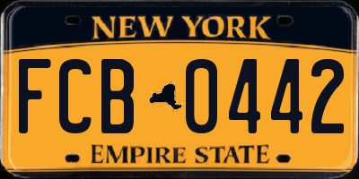 NY license plate FCB0442